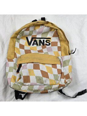 Vans Realm H20 Kids Backpack Yellow Checkered Pattern Lightweight Bag